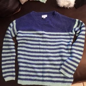 Sweater for girls dark blue and light blue striped